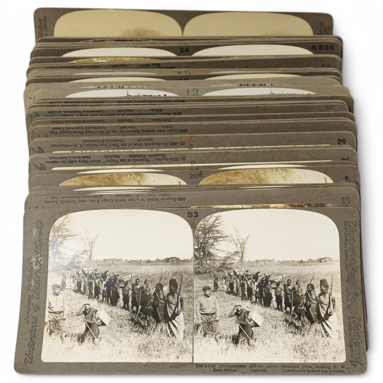 A collection of early 20th century Stereoscopic slides, of topographical African scenes. Condition - good